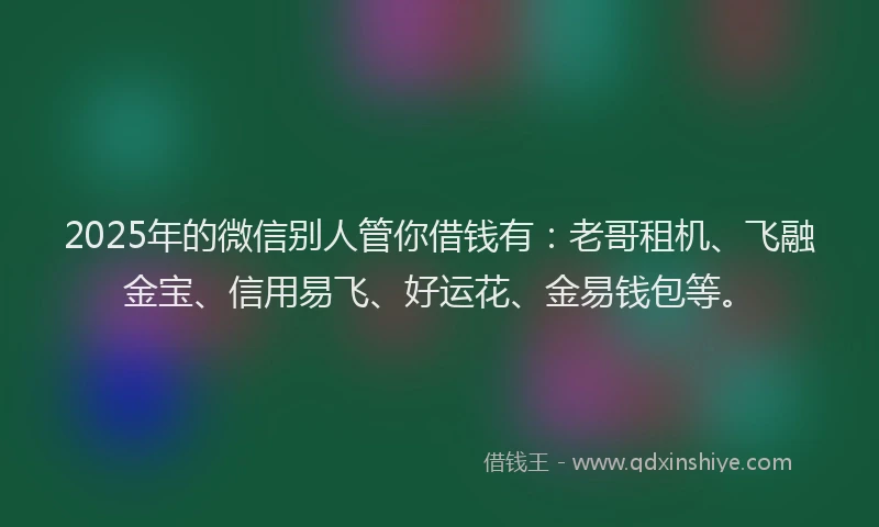 2025年的微信别人管你借钱有：老哥租机、飞融金宝、信用易飞、好运花、金易钱包等。