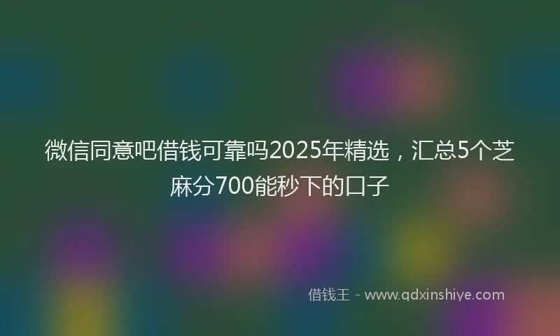 微信同意吧借钱可靠吗2025年精选，汇总5个芝麻分700能秒下的口子