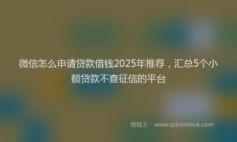 微信怎么申请贷款借钱2025年推荐，汇总5个小额贷款不查征信的平台