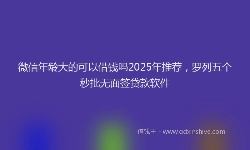 微信年龄大的可以借钱吗2025年推荐，罗列五个秒批无面签贷款软件