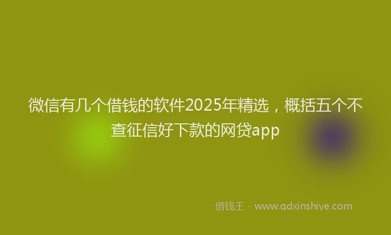 微信有几个借钱的软件2025年精选，概括五个不查征信好下款的网贷app