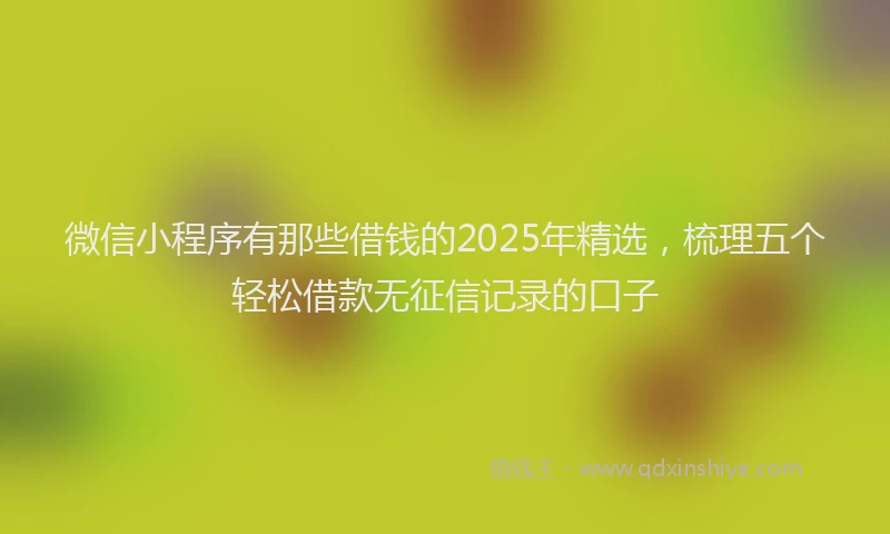 微信小程序有那些借钱的2025年精选，梳理五个轻松借款无征信记录的口子