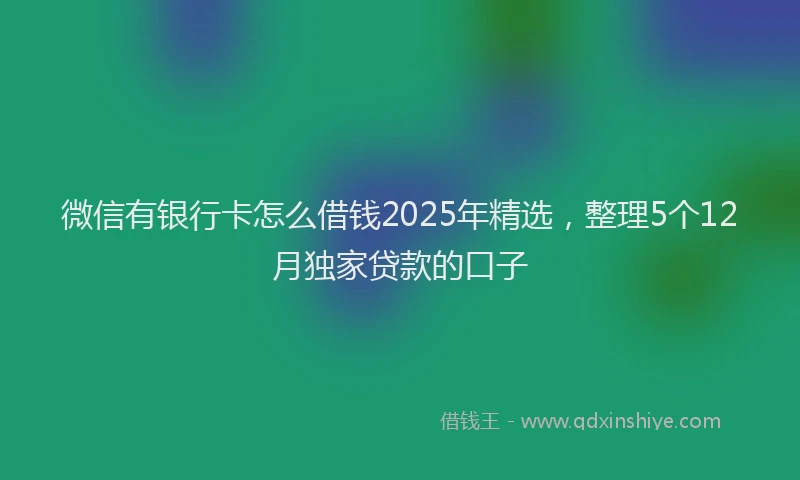 微信有银行卡怎么借钱2025年精选，整理5个12月独家贷款的口子