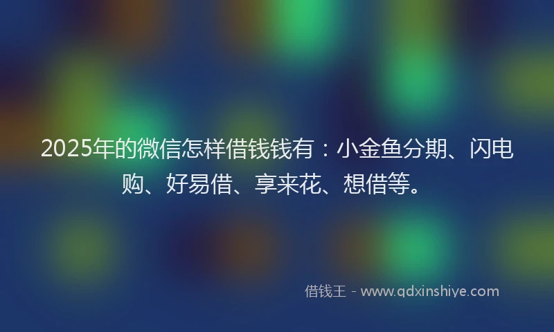 2025年的微信怎样借钱钱有：小金鱼分期、闪电购、好易借、享来花、想借等。