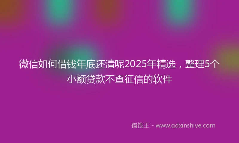 微信如何借钱年底还清呢2025年精选，整理5个小额贷款不查征信的软件