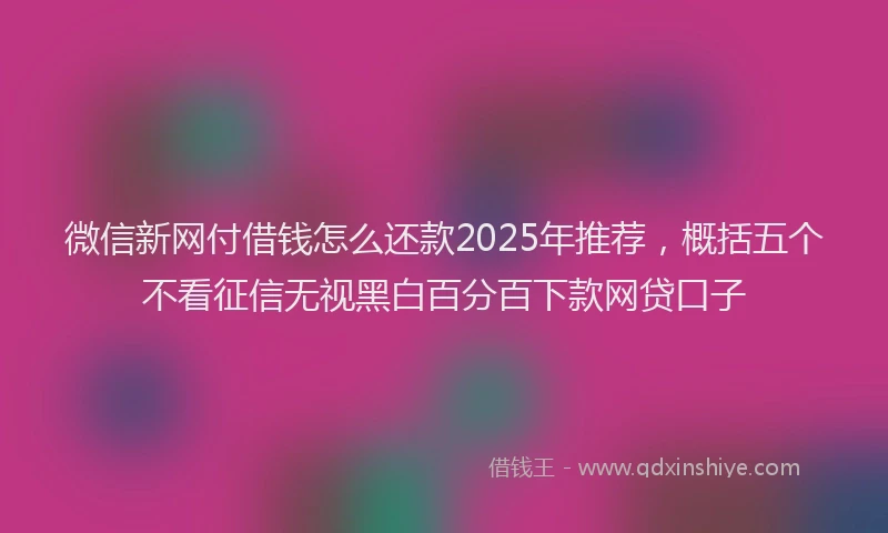 微信新网付借钱怎么还款2025年推荐，概括五个不看征信无视黑白百分百下款网贷口子