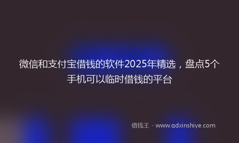 微信和支付宝借钱的软件2025年精选，盘点5个手机可以临时借钱的平台