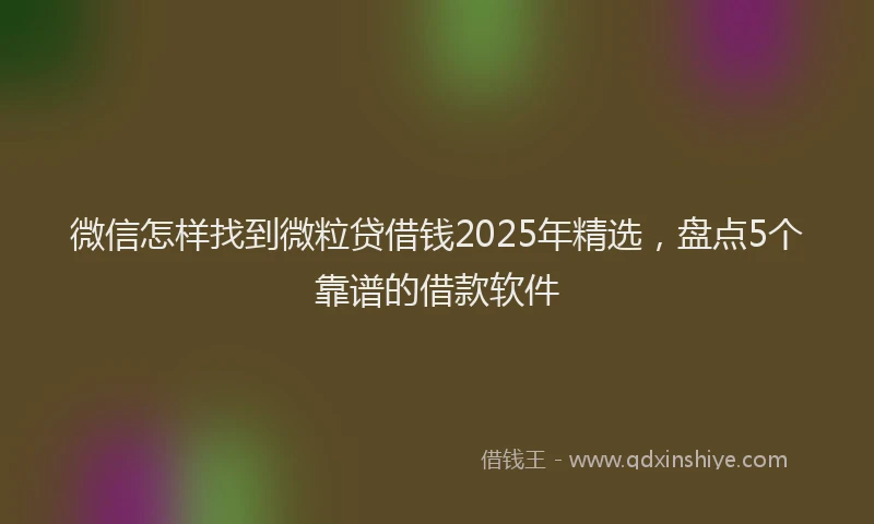 微信怎样找到微粒贷借钱2025年精选，盘点5个靠谱的借款软件