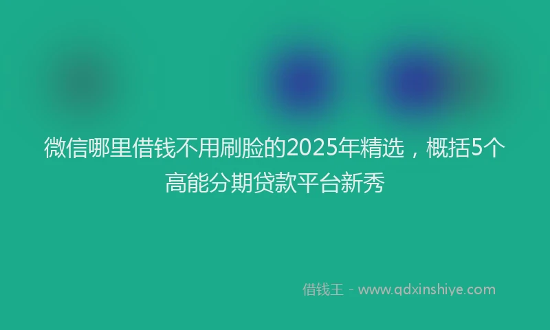 微信哪里借钱不用刷脸的2025年精选，概括5个高能分期贷款平台新秀