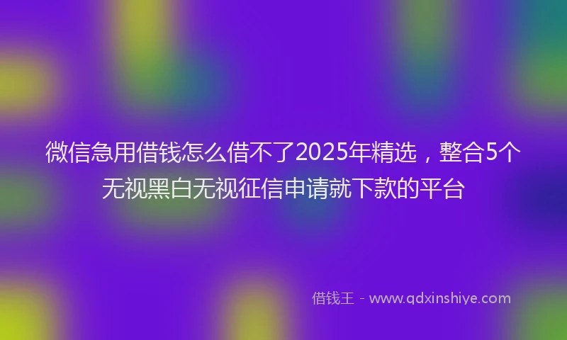 微信急用借钱怎么借不了2025年精选，整合5个无视黑白无视征信申请就下款的平台