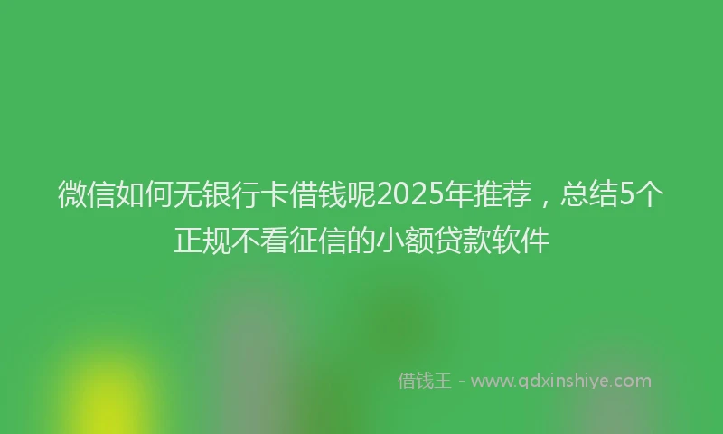 微信如何无银行卡借钱呢2025年推荐，总结5个正规不看征信的小额贷款软件