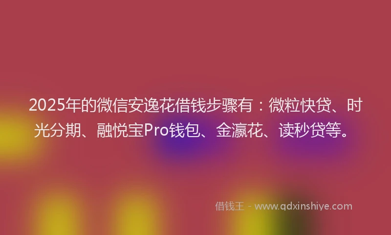 2025年的微信安逸花借钱步骤有：微粒快贷、时光分期、融悦宝Pro钱包、金瀛花、读秒贷等。