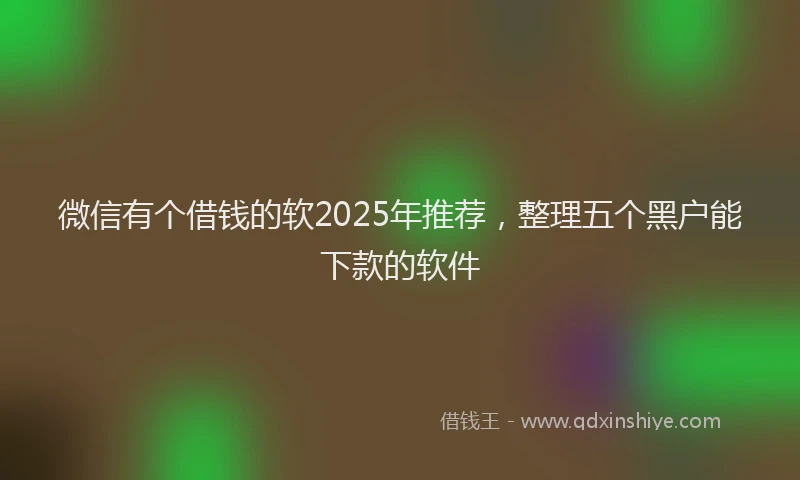 微信有个借钱的软2025年推荐，整理五个黑户能下款的软件