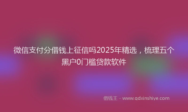 微信支付分借钱上征信吗2025年精选，梳理五个黑户0门槛贷款软件