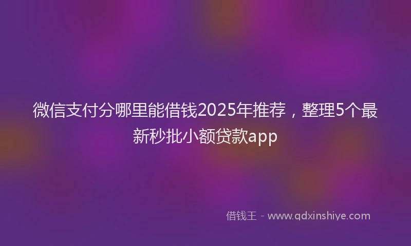 微信支付分哪里能借钱2025年推荐，整理5个最新秒批小额贷款app