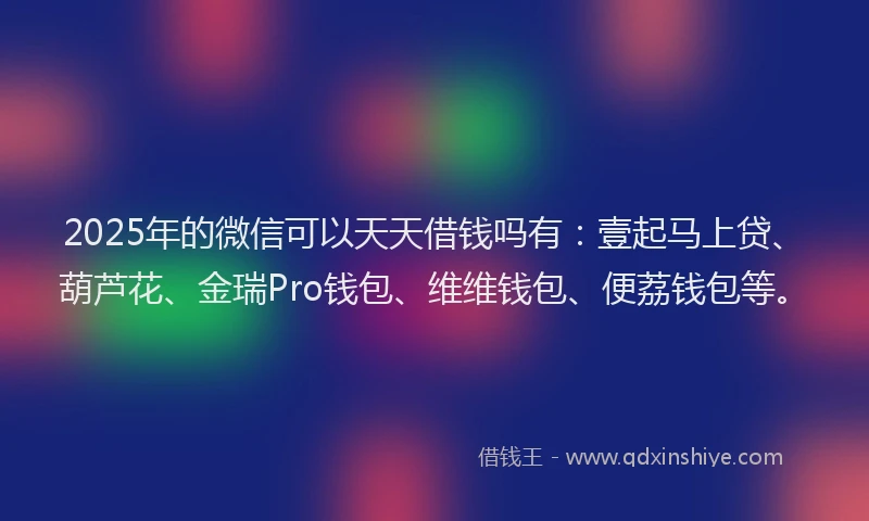 2025年的微信可以天天借钱吗有：壹起马上贷、葫芦花、金瑞Pro钱包、维维钱包、便荔钱包等。