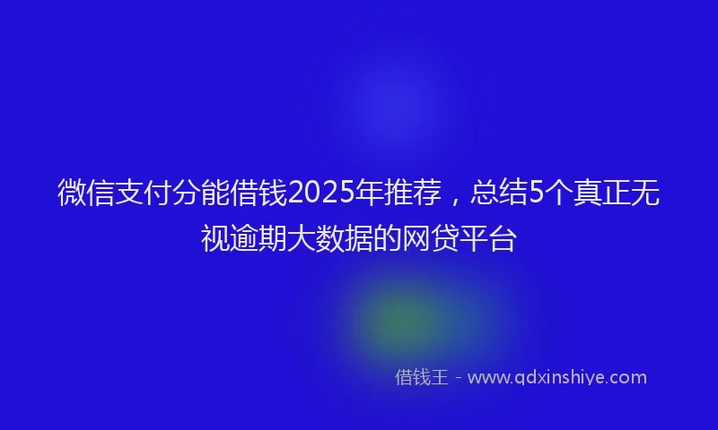 微信支付分能借钱2025年推荐，总结5个真正无视逾期大数据的网贷平台