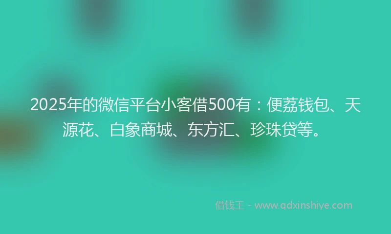 2025年的微信平台小客借500有：便荔钱包、天源花、白象商城、东方汇、珍珠贷等。
