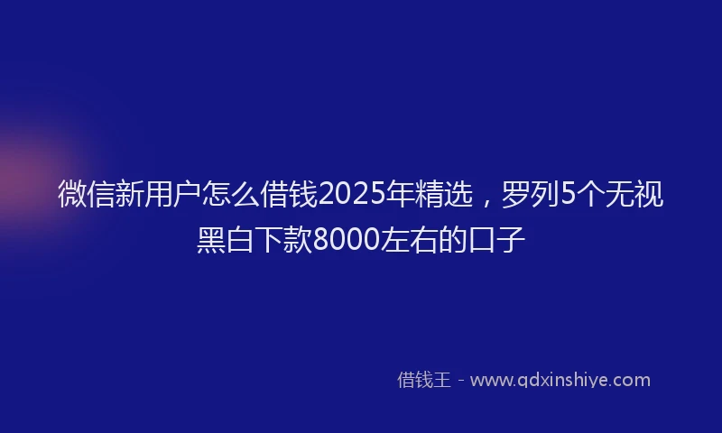 微信新用户怎么借钱2025年精选，罗列5个无视黑白下款8000左右的口子