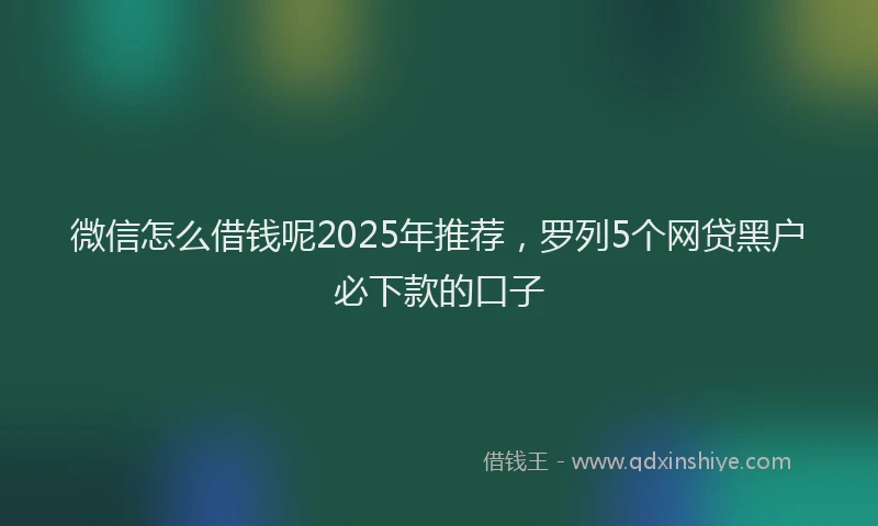 微信怎么借钱呢2025年推荐，罗列5个网贷黑户必下款的口子