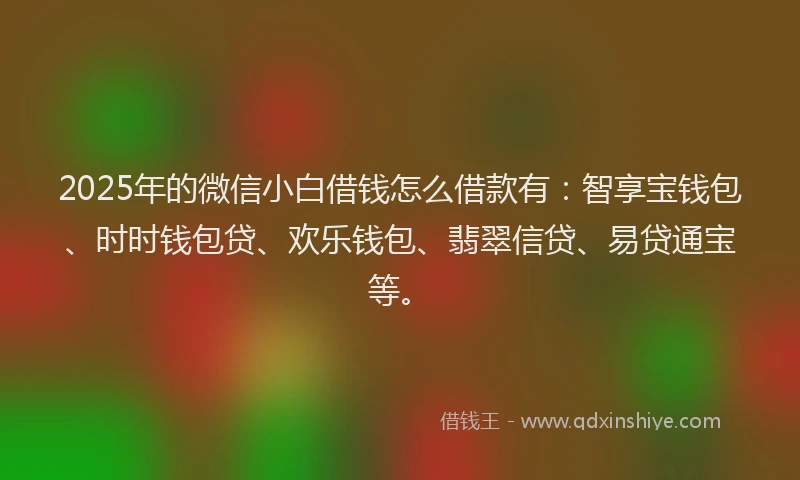 2025年的微信小白借钱怎么借款有：智享宝钱包、时时钱包贷、欢乐钱包、翡翠信贷、易贷通宝等。