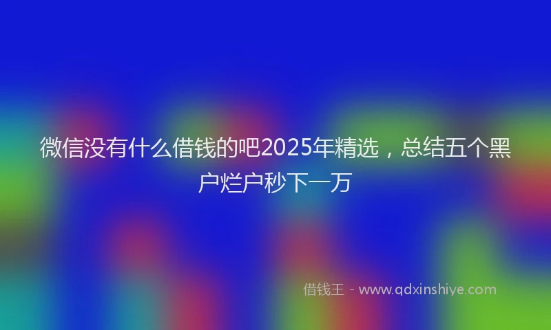 微信没有什么借钱的吧2025年精选，总结五个黑户烂户秒下一万