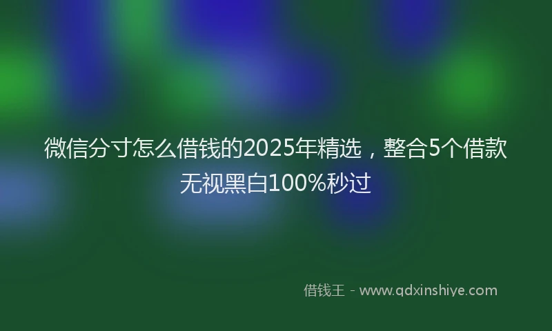 微信分寸怎么借钱的2025年精选，整合5个借款无视黑白100%秒过