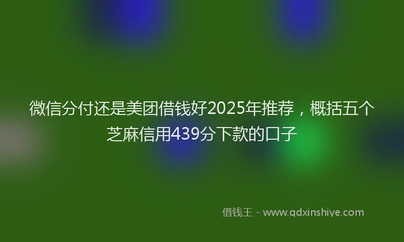 微信分付还是美团借钱好2025年推荐，概括五个芝麻信用439分下款的口子