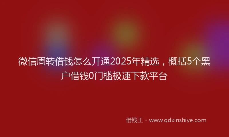 微信周转借钱怎么开通2025年精选，概括5个黑户借钱0门槛极速下款平台