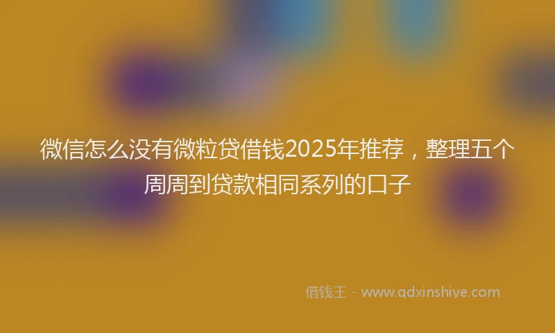 微信怎么没有微粒贷借钱2025年推荐，整理五个周周到贷款相同系列的口子