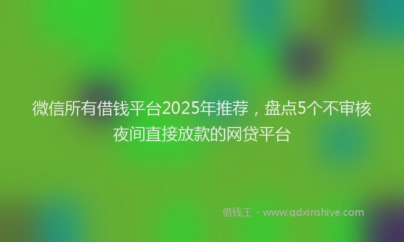 微信所有借钱平台2025年推荐，盘点5个不审核夜间直接放款的网贷平台