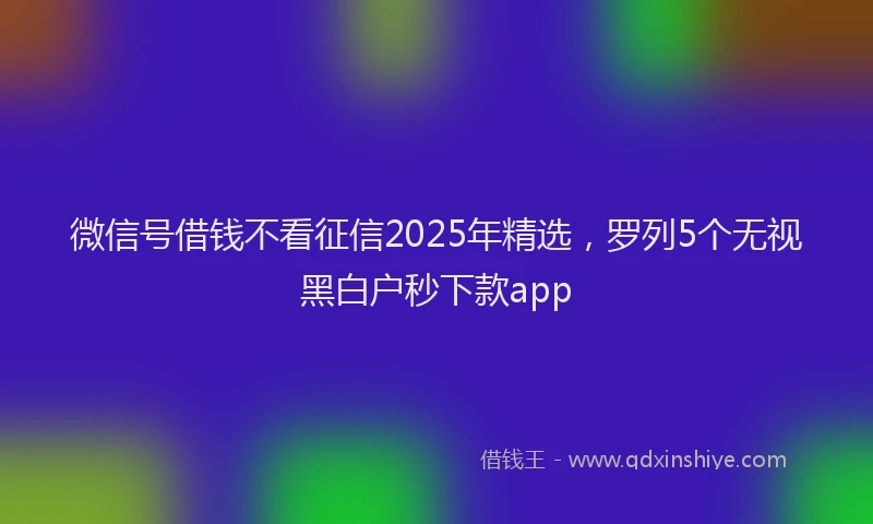 微信号借钱不看征信2025年精选，罗列5个无视黑白户秒下款app