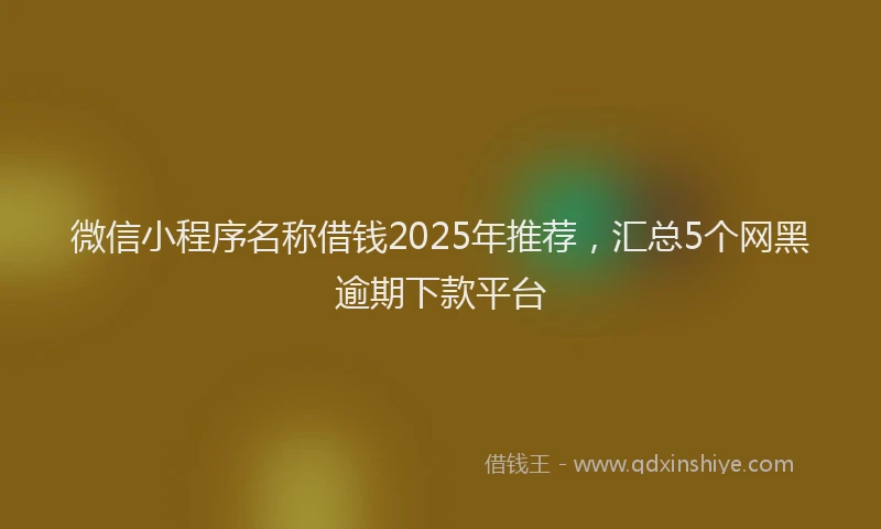 微信小程序名称借钱2025年推荐，汇总5个网黑逾期下款平台