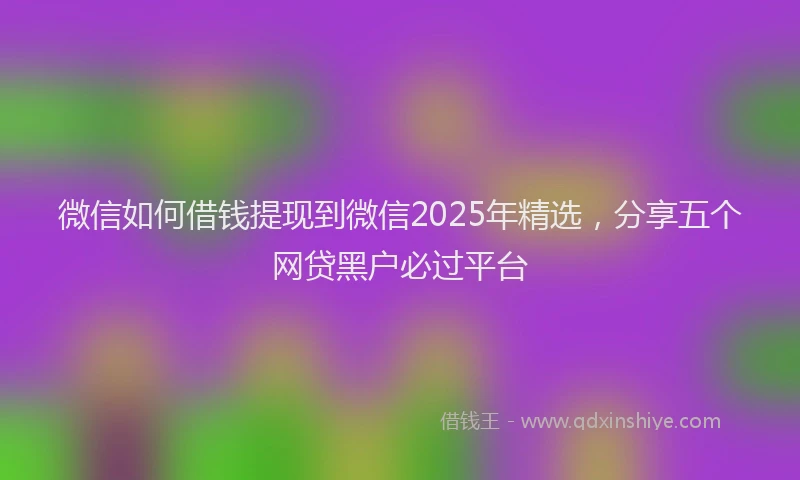 微信如何借钱提现到微信2025年精选，分享五个网贷黑户必过平台