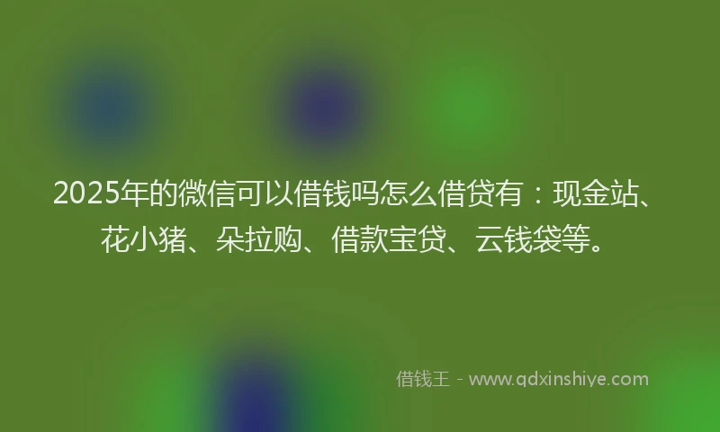 2025年的微信可以借钱吗怎么借贷有：现金站、花小猪、朵拉购、借款宝贷、云钱袋等。