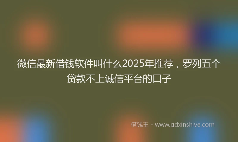 微信最新借钱软件叫什么2025年推荐，罗列五个贷款不上诚信平台的口子