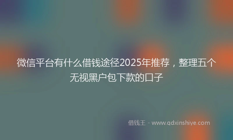 微信平台有什么借钱途径2025年推荐，整理五个无视黑户包下款的口子