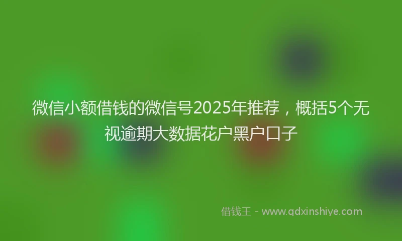 微信小额借钱的微信号2025年推荐，概括5个无视逾期大数据花户黑户口子