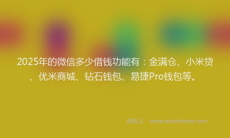 2025年的微信多少借钱功能有：金满仓、小米贷、优米商城、钻石钱包、易捷Pro钱包等。