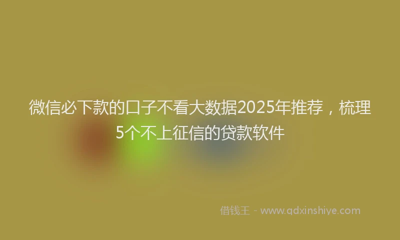 微信必下款的口子不看大数据2025年推荐，梳理5个不上征信的贷款软件