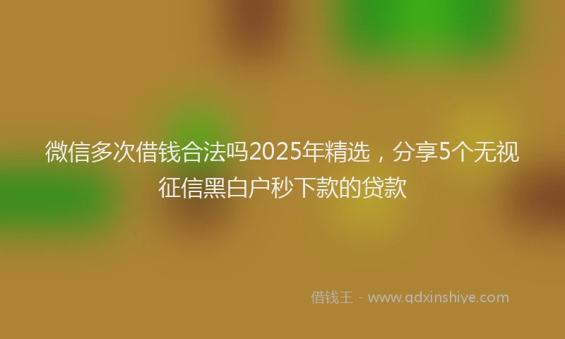微信多次借钱合法吗2025年精选，分享5个无视征信黑白户秒下款的贷款