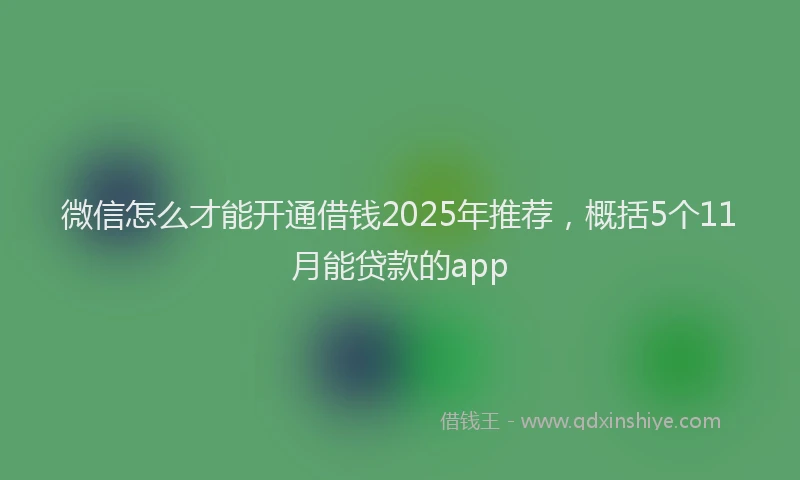 微信怎么才能开通借钱2025年推荐，概括5个11月能贷款的app