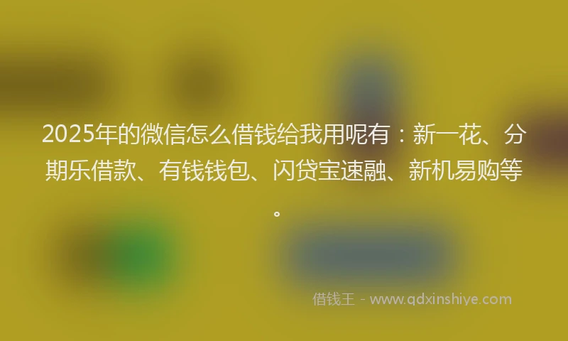 2025年的微信怎么借钱给我用呢有：新一花、分期乐借款、有钱钱包、闪贷宝速融、新机易购等。