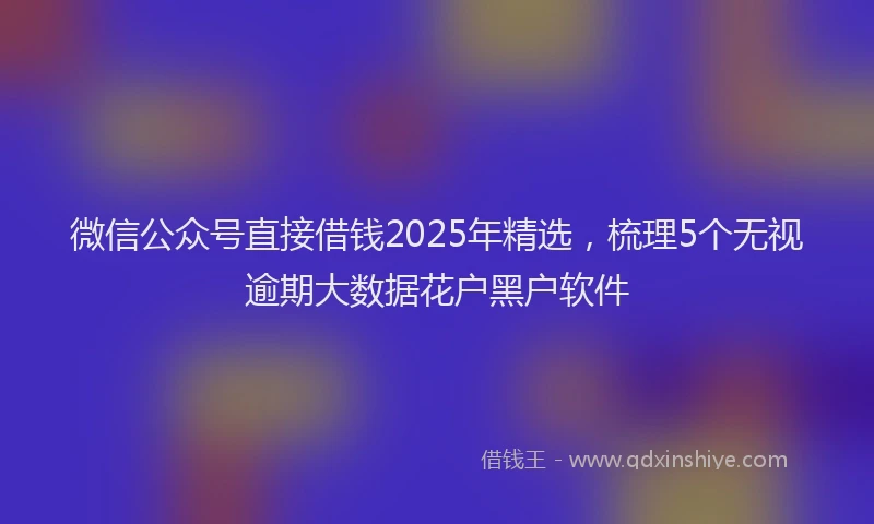 微信公众号直接借钱2025年精选，梳理5个无视逾期大数据花户黑户软件
