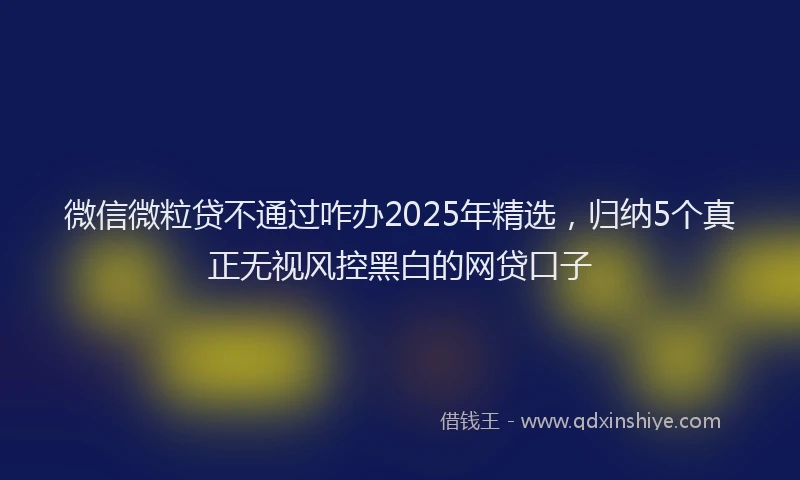 微信微粒贷不通过咋办2025年精选，归纳5个真正无视风控黑白的网贷口子