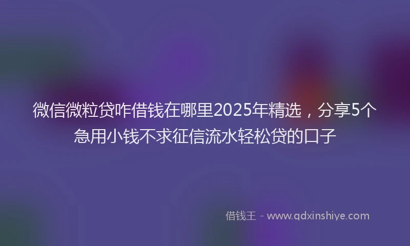 微信微粒贷咋借钱在哪里2025年精选，分享5个急用小钱不求征信流水轻松贷的口子