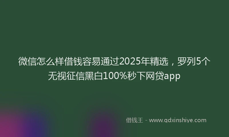 微信怎么样借钱容易通过2025年精选，罗列5个无视征信黑白100%秒下网贷app