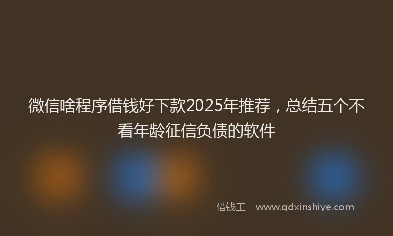 微信啥程序借钱好下款2025年推荐，总结五个不看年龄征信负债的软件