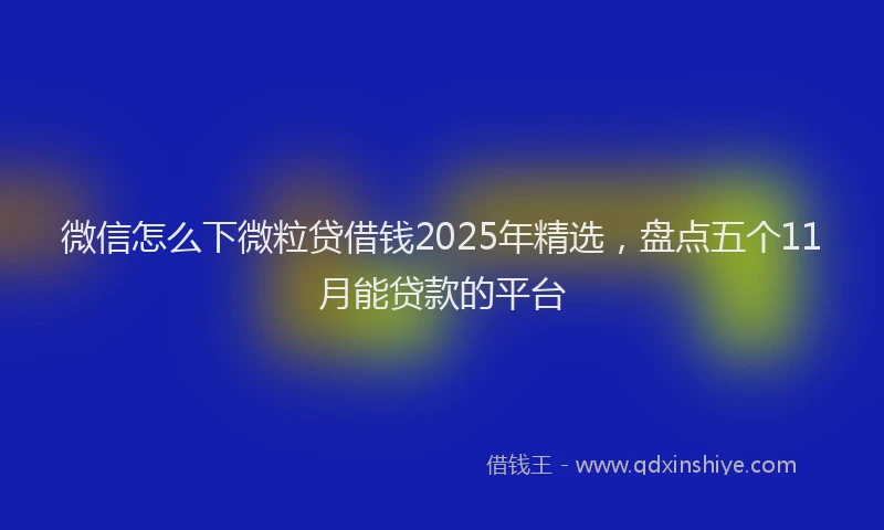 微信怎么下微粒贷借钱2025年精选，盘点五个11月能贷款的平台