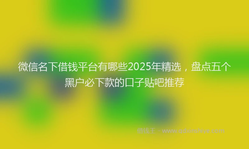微信名下借钱平台有哪些2025年精选，盘点五个黑户必下款的口子贴吧推荐